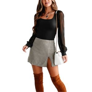 Hyfve Plaid Mini Skirt with side slit, Sz L